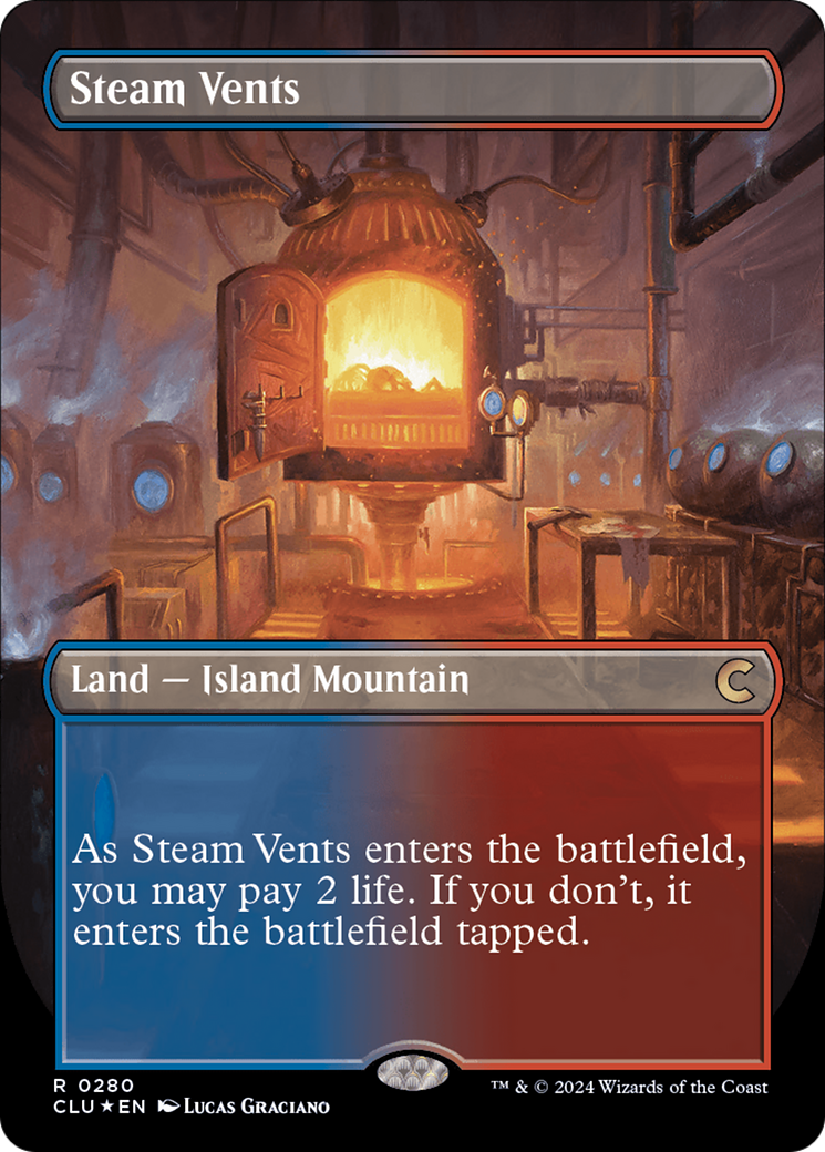 Steam Vents (Borderless) [Ravnica: Clue Edition] | Fandemonia Ltd