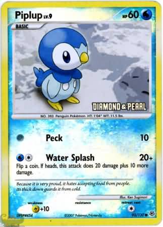 Piplup (93/130) [Burger King Promos: 2008 Collection] | Fandemonia Ltd