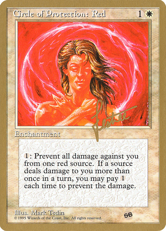 Circle of Protection: Red (Bertrand Lestree) (SB) (4ED) [Pro Tour Collector Set] | Fandemonia Ltd