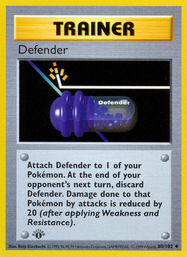 Defender (80/102) (Shadowless) [Base Set 1st Edition] | Fandemonia Ltd