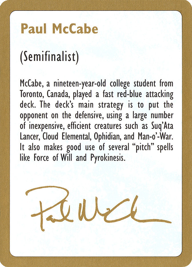 Paul McCabe Bio [World Championship Decks 1997] | Fandemonia Ltd