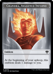 Chandra, Awakened Inferno Emblem // Wizard Double-Sided Token [Commander Masters Tokens] | Fandemonia Ltd