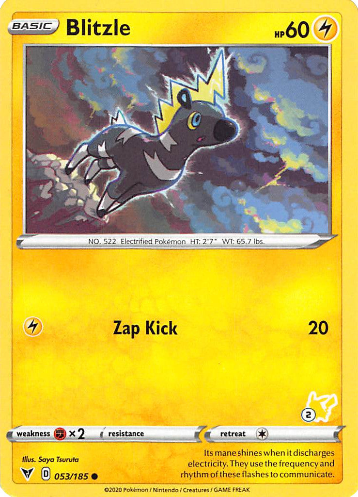 Blitzle (053/185) (Pikachu Stamp #2) [Battle Academy 2022] | Fandemonia Ltd