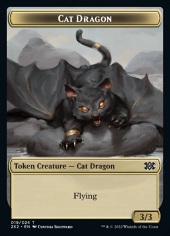 Cat Dragon // Spirit Double-sided Token [Double Masters 2022 Tokens] | Fandemonia Ltd