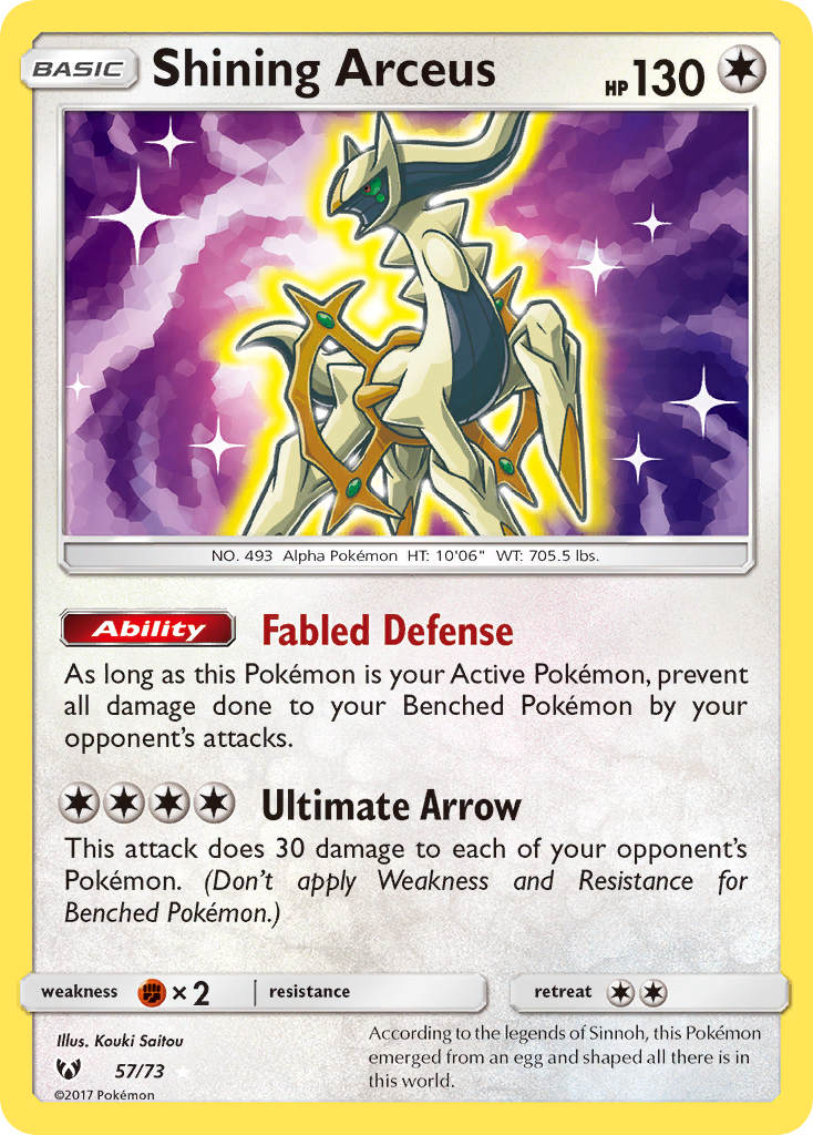 Shining Arceus (57/73) [Sun & Moon: Shining Legends] | Fandemonia Ltd