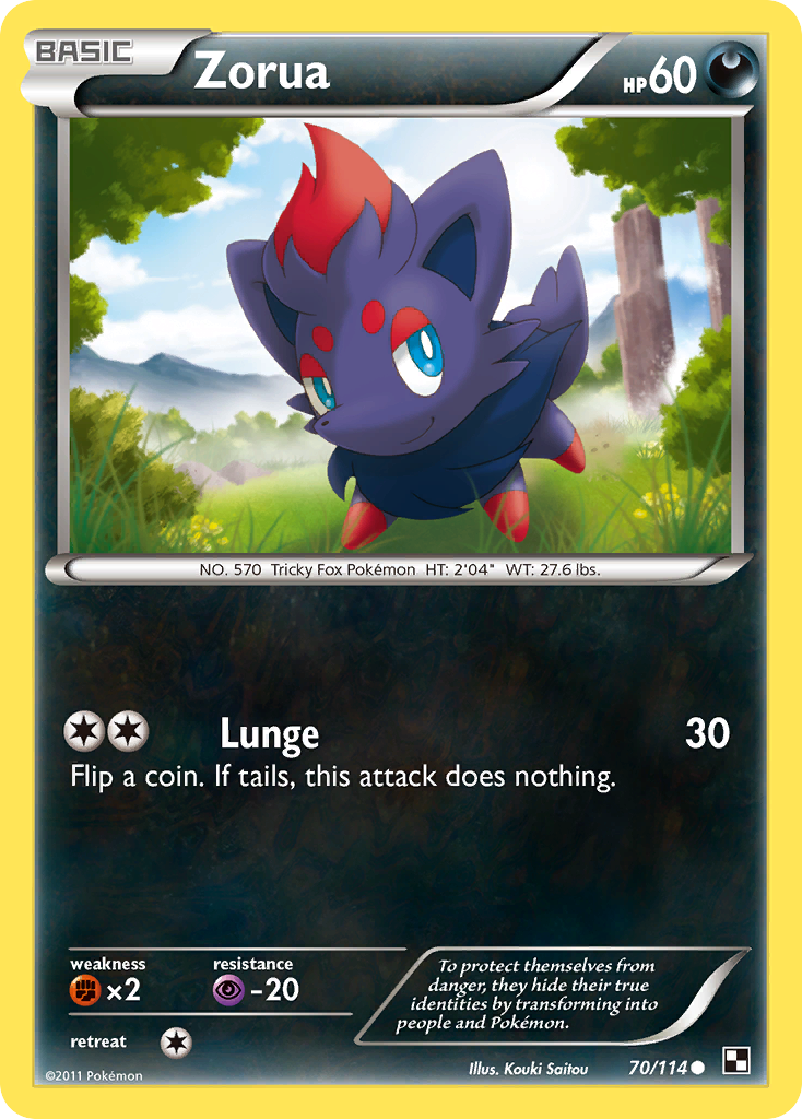 Zorua (70/114) [Black & White: Base Set] | Fandemonia Ltd