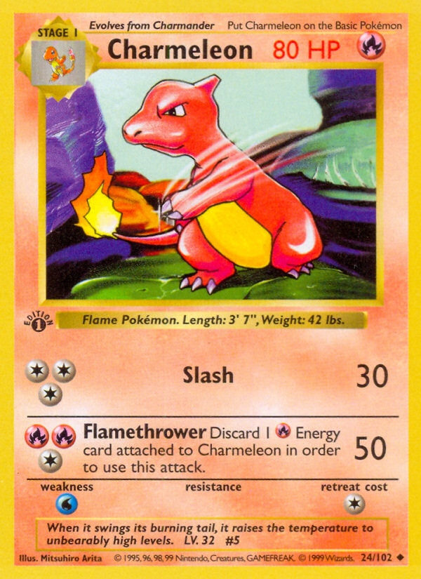 Charmeleon (24/102) (Shadowless) [Base Set 1st Edition] | Fandemonia Ltd