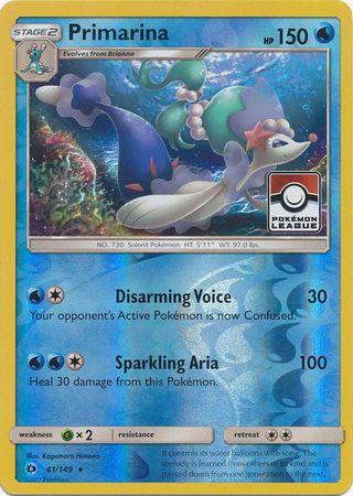 Primarina (41/149) (League Promo) [Sun & Moon: Base Set] | Fandemonia Ltd