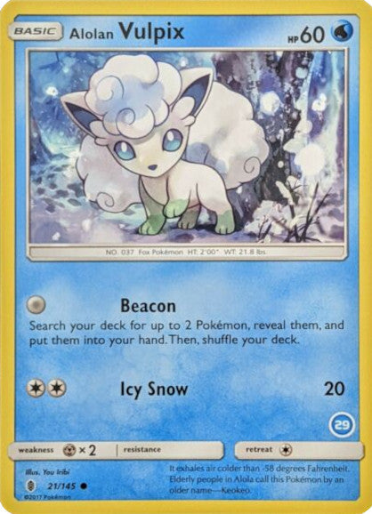 Alolan Vulpix (21/145) (Deck Exclusive #29) [Sun & Moon: Trainer Kit - Alolan Ninetales] | Fandemonia Ltd