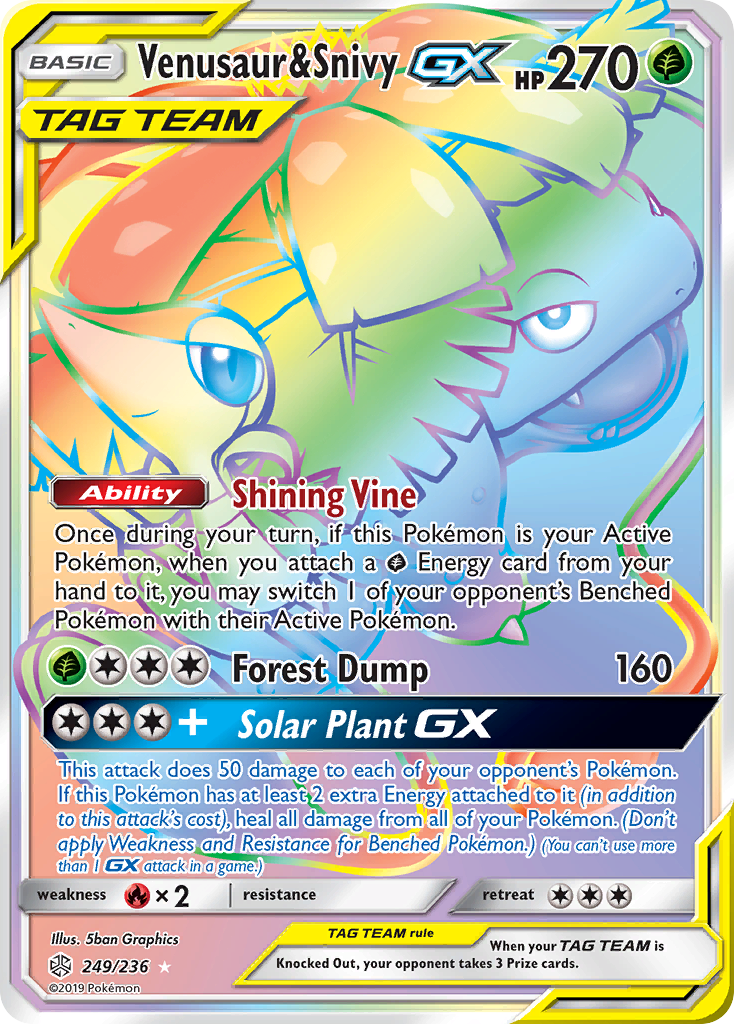 Venusaur & Snivy GX (249/236) [Sun & Moon: Cosmic Eclipse] | Fandemonia Ltd