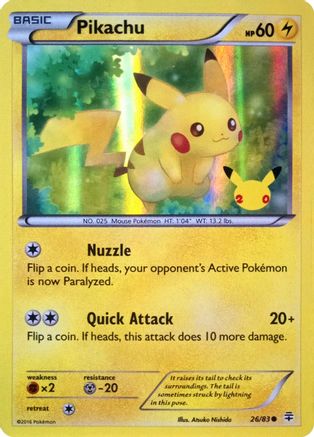 Pikachu (26/83) (20th Anniversary) [XY: Generations] | Fandemonia Ltd