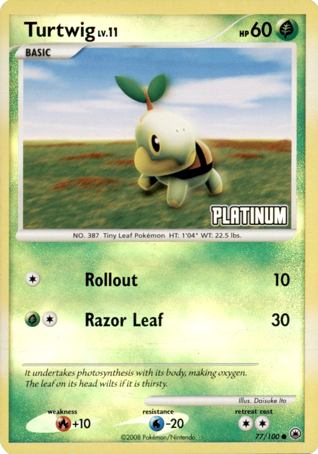 Turtwig LV.11 (77/100) (Platinum) [Burger King Promos: 2008 Collection] | Fandemonia Ltd