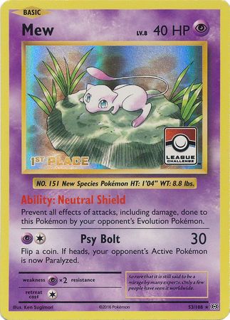 Mew (53/108) (League Promo 1st Place) [XY: Evolutions] | Fandemonia Ltd