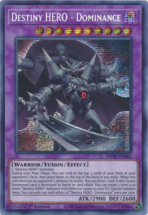 Destiny HERO - Dominance [MP20-EN064] Prismatic Secret Rare | Fandemonia Ltd