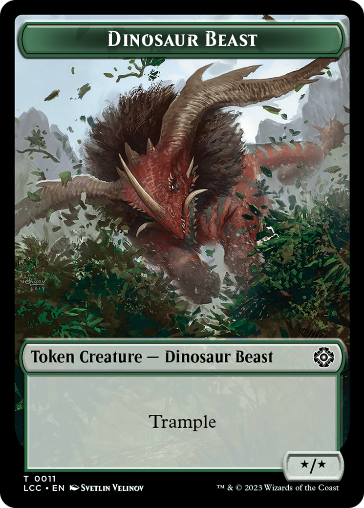 Dinosaur Beast // Dinosaur Double-Sided Token [The Lost Caverns of Ixalan Commander Tokens] | Fandemonia Ltd