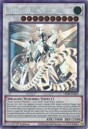 Crystal Clear Wing Synchro Dragon [LED8-EN005] Ghost Rare | Fandemonia Ltd