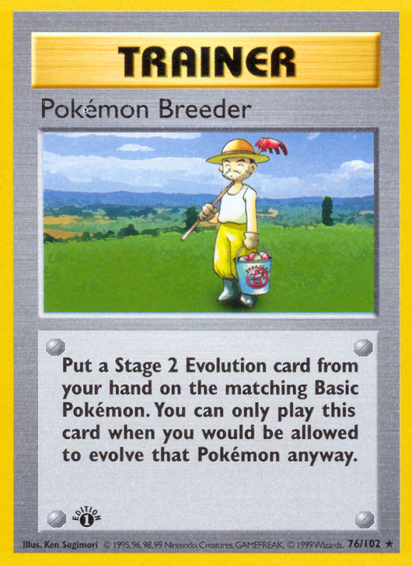 Pokemon Breeder (76/102) (Shadowless) [Base Set 1st Edition] | Fandemonia Ltd