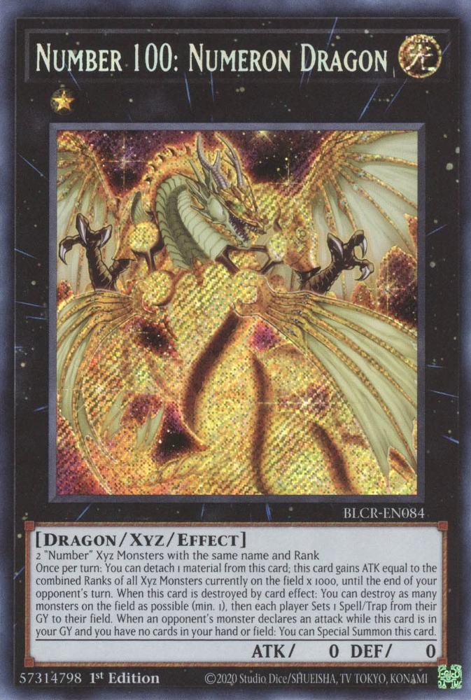 Number 100: Numeron Dragon [BLCR-EN084] Secret Rare | Fandemonia Ltd