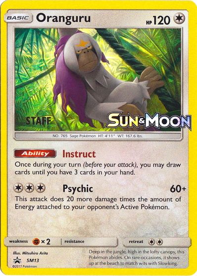 Oranguru (SM13) (Staff Prerelease Promo) [Sun & Moon: Black Star Promos] | Fandemonia Ltd