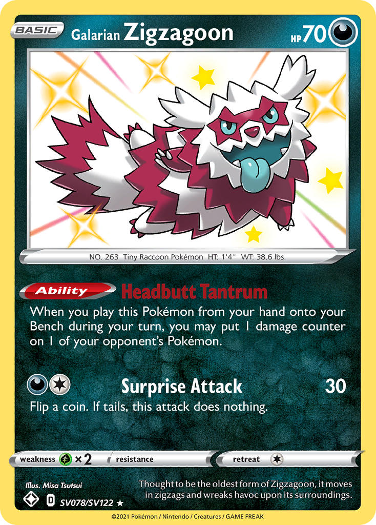 Galarian Zigzagoon (SV078/SV122) [Sword & Shield: Shining Fates] | Fandemonia Ltd