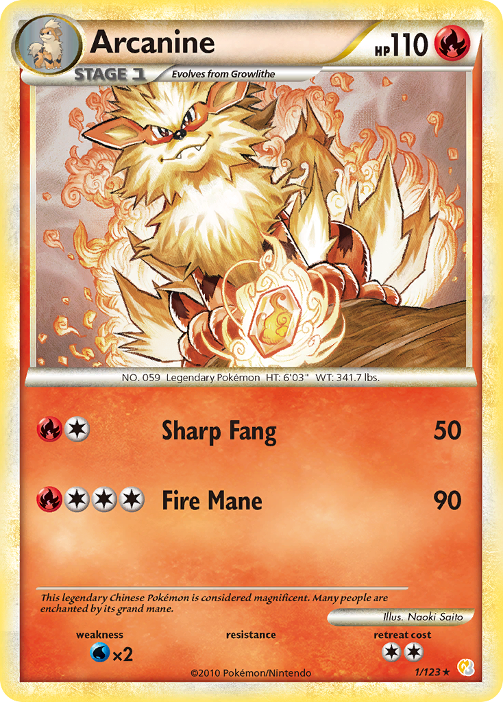 Arcanine (1/123) [HeartGold & SoulSilver: Base Set] | Fandemonia Ltd