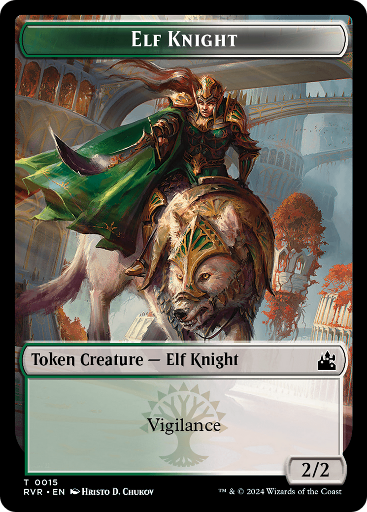 Elf Knight // Rhino Double-Sided Token [Ravnica Remastered Tokens] | Fandemonia Ltd