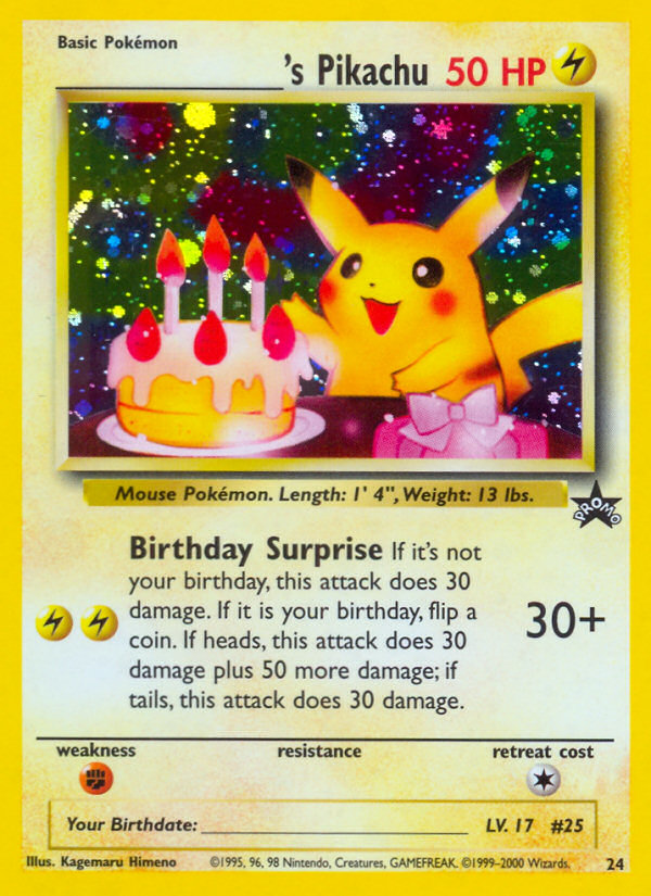_____'s Pikachu (24) (Birthday Pikachu) [Wizards of the Coast: Black Star Promos] | Fandemonia Ltd