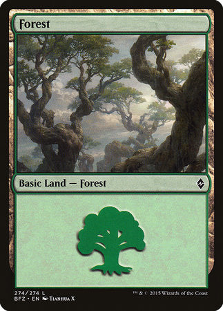 Forest (274) [Battle for Zendikar] | Fandemonia Ltd