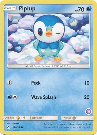 Piplup (32/156) (Deck Exclusive #11) [Sun & Moon: Trainer Kit - Alolan Sandslash] | Fandemonia Ltd