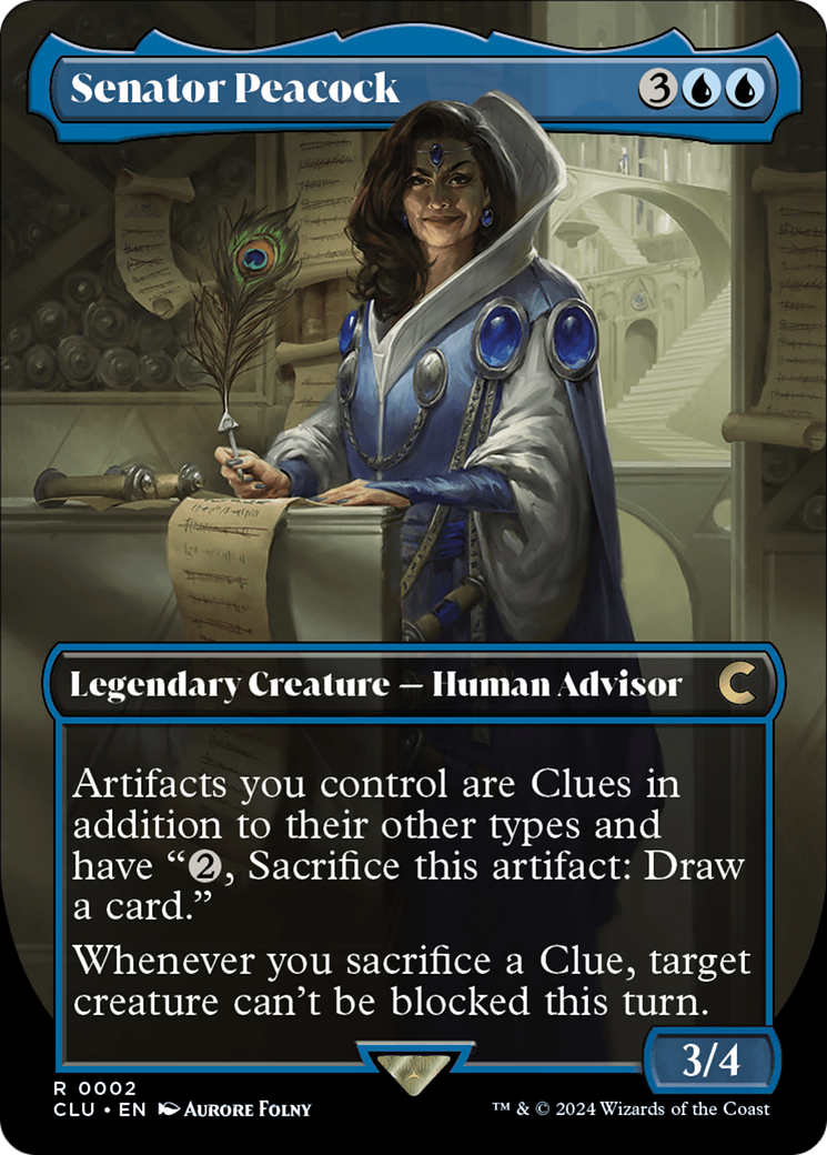 Senator Peacock (Borderless) [Ravnica: Clue Edition] | Fandemonia Ltd