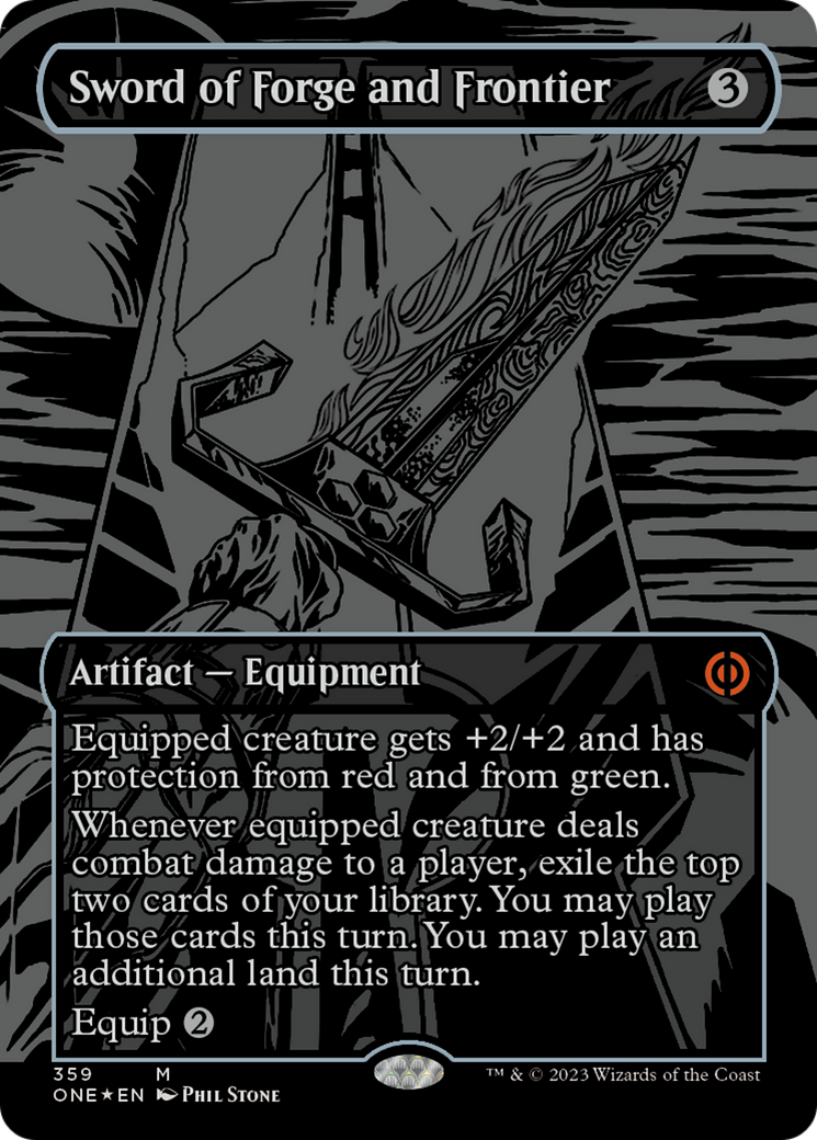 Sword of Forge and Frontier (Oil Slick Raised Foil) [Phyrexia: All Will Be One] | Fandemonia Ltd