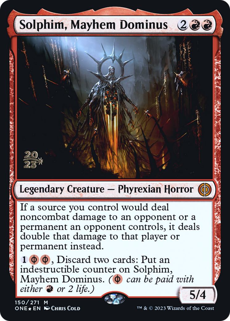 Solphim, Mayhem Dominus [Phyrexia: All Will Be One Prerelease Promos] | Fandemonia Ltd