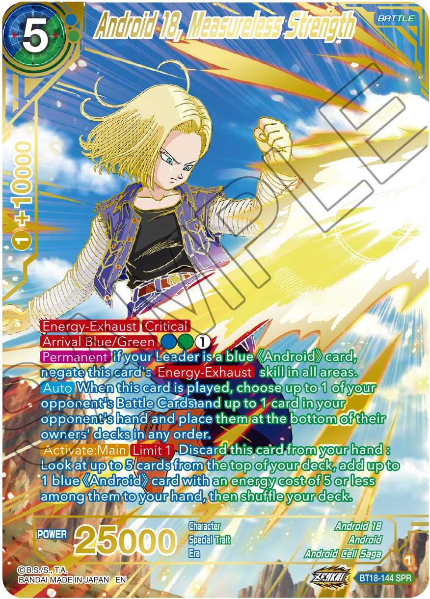Android 18, Measureless Strength (SPR) (BT18-144) [Dawn of the Z-Legends] | Fandemonia Ltd