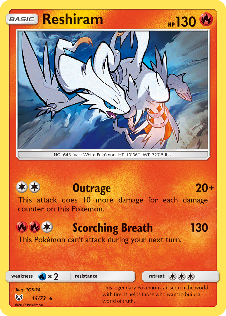 Reshiram (14/73) [Sun & Moon: Shining Legends] | Fandemonia Ltd